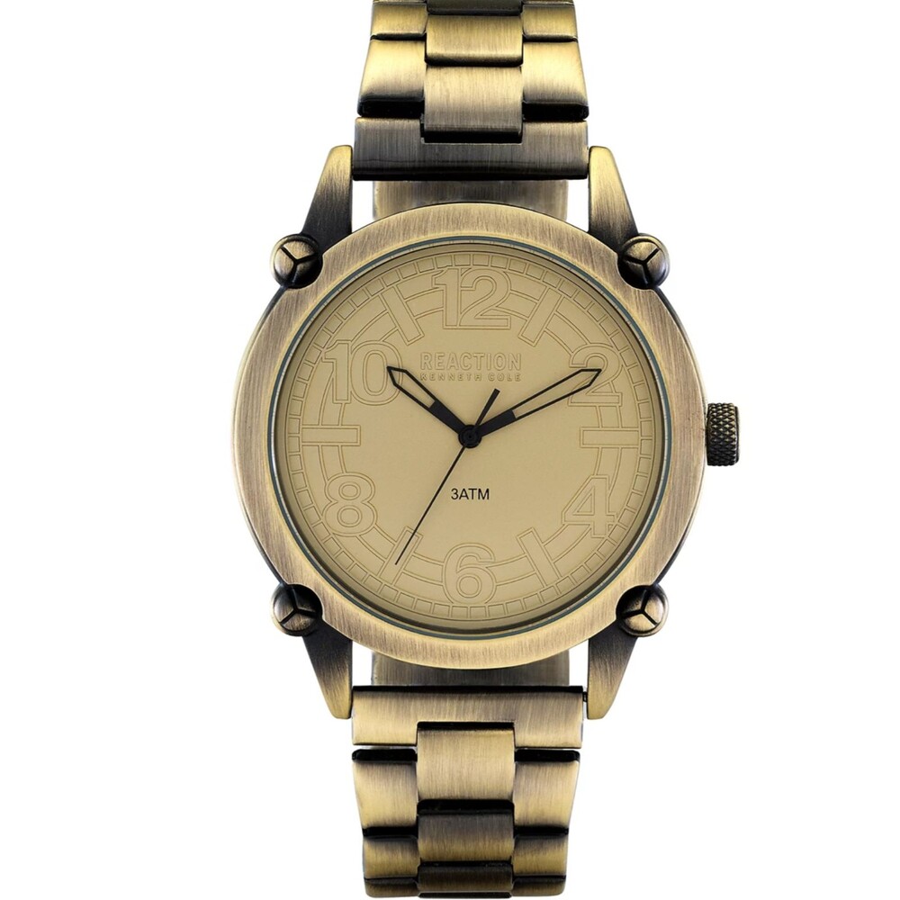 Kenneth Cole Reaction Sport Men's Antique Gold-Tone Bracelet Watch, 49MM